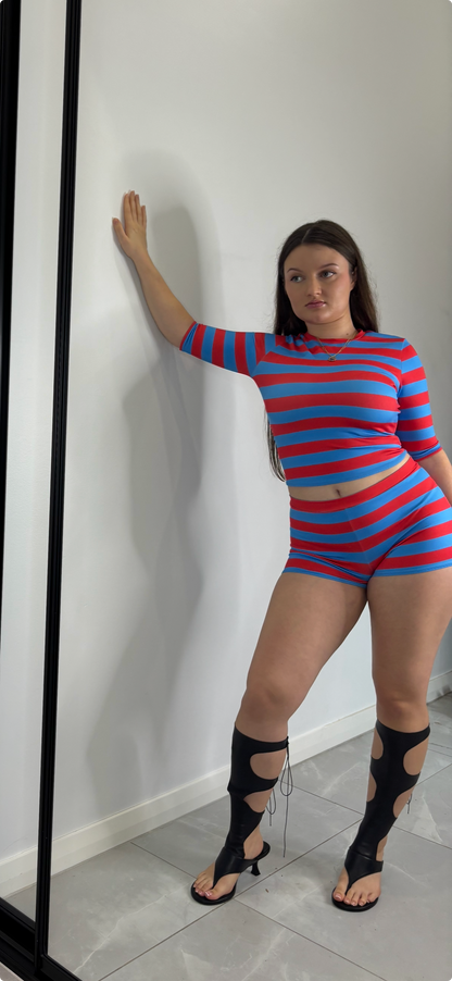 stripe set - red + blue *SHORTS ONLY*